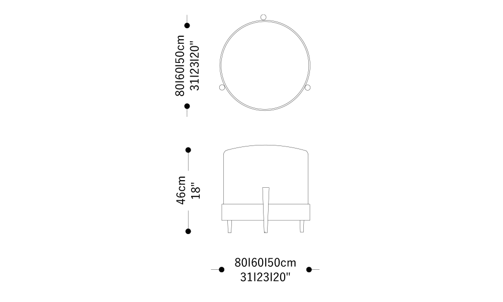 Image of the main dimensions of the product